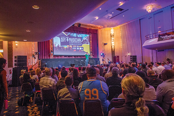 The Great Hall of the Congress Plaza, where the DIY Musicians Conference's keynote speakers addressed over 1,000 independent artists.
