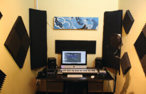 home recording studio with soundproofing and acoustic treatment