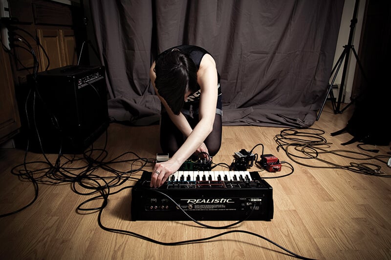 Denise Orxata playing the Moog Realistic Concertmate MG-1