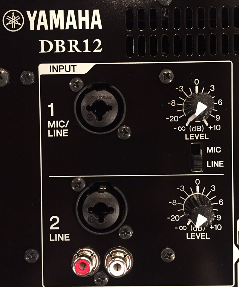 Yamaha DBR12 inputs and level adjust