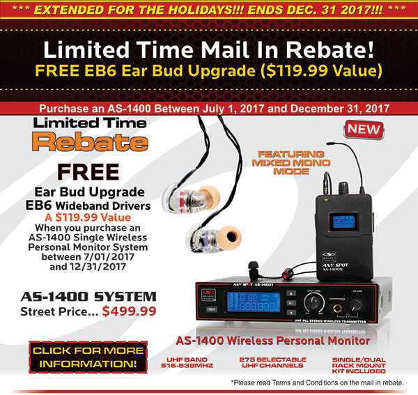 EXTENDED!! FREE Galaxy Audio EB6 Ear Bud Upgrade w/ AS-1400 Mail-in Rebate