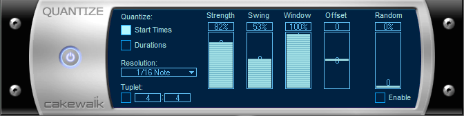 Fig. 2: Quantization MIDI FX set to 82% strength.