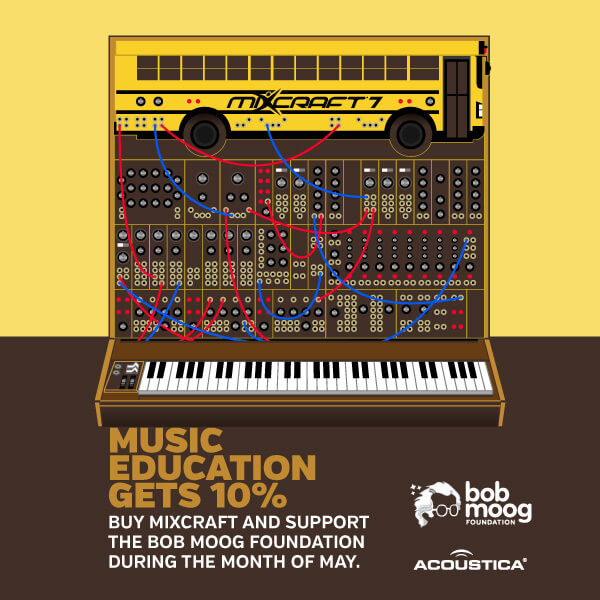 Acoustica will donate 10% of all online sales in May to the Bob Moog Foundation