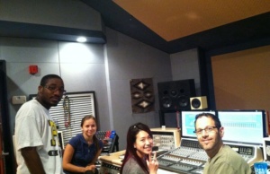 Interns Elena Klinova and Debbie Tjong with producer Al Watkins and me.